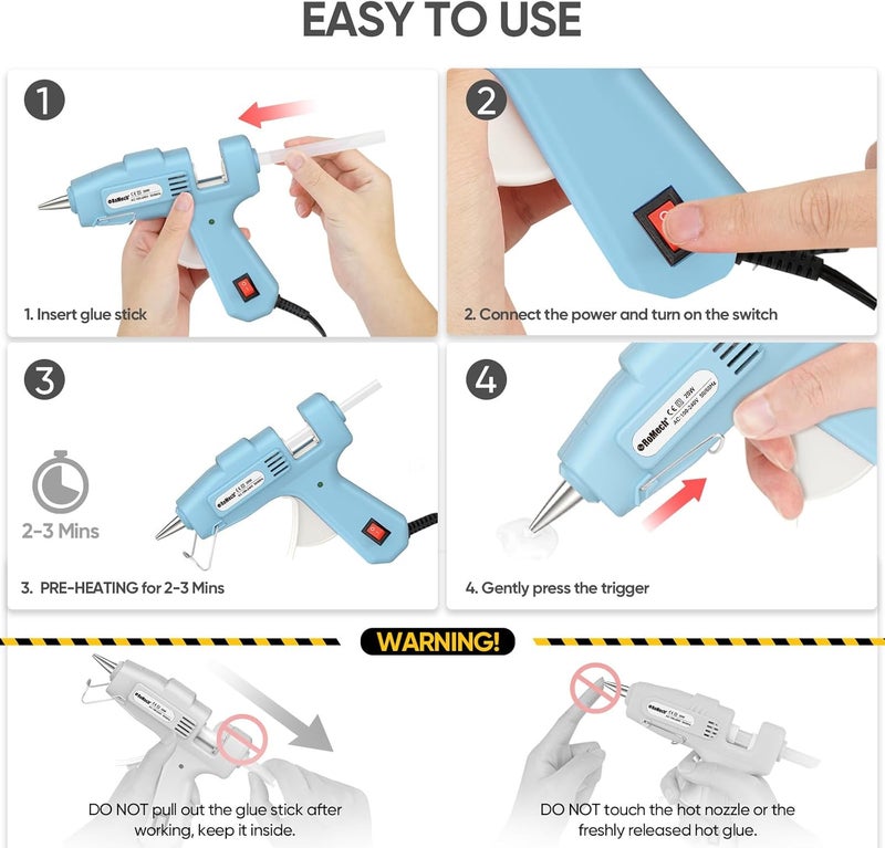 ROMECH 20W Mini Hot Glue Gun with 30 Glue Sticks Set, Fast Preheating Hot Glue Gun Kit Heavy Duty Gluegun for Craft, DIY, Repairs (Cyan) - Image 5